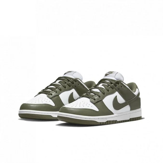 Кроссовки женские Nike Dunk Low White/Medium Olive/White